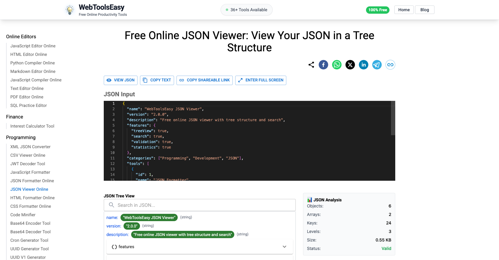 JSON Viewer Online - View JSON Tree Structure