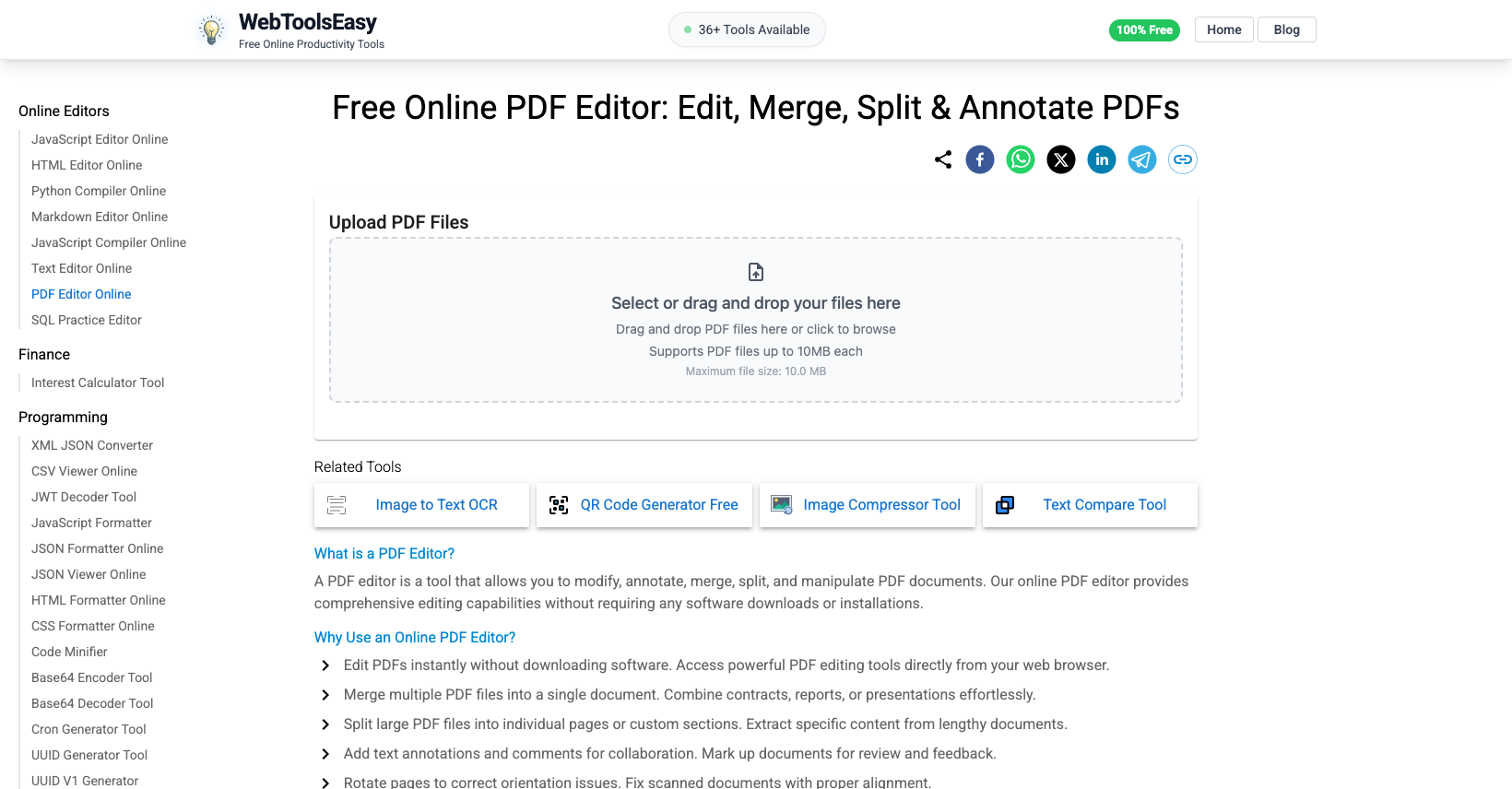 PDF Editor Free - Edit, Merge & Split PDFs Online