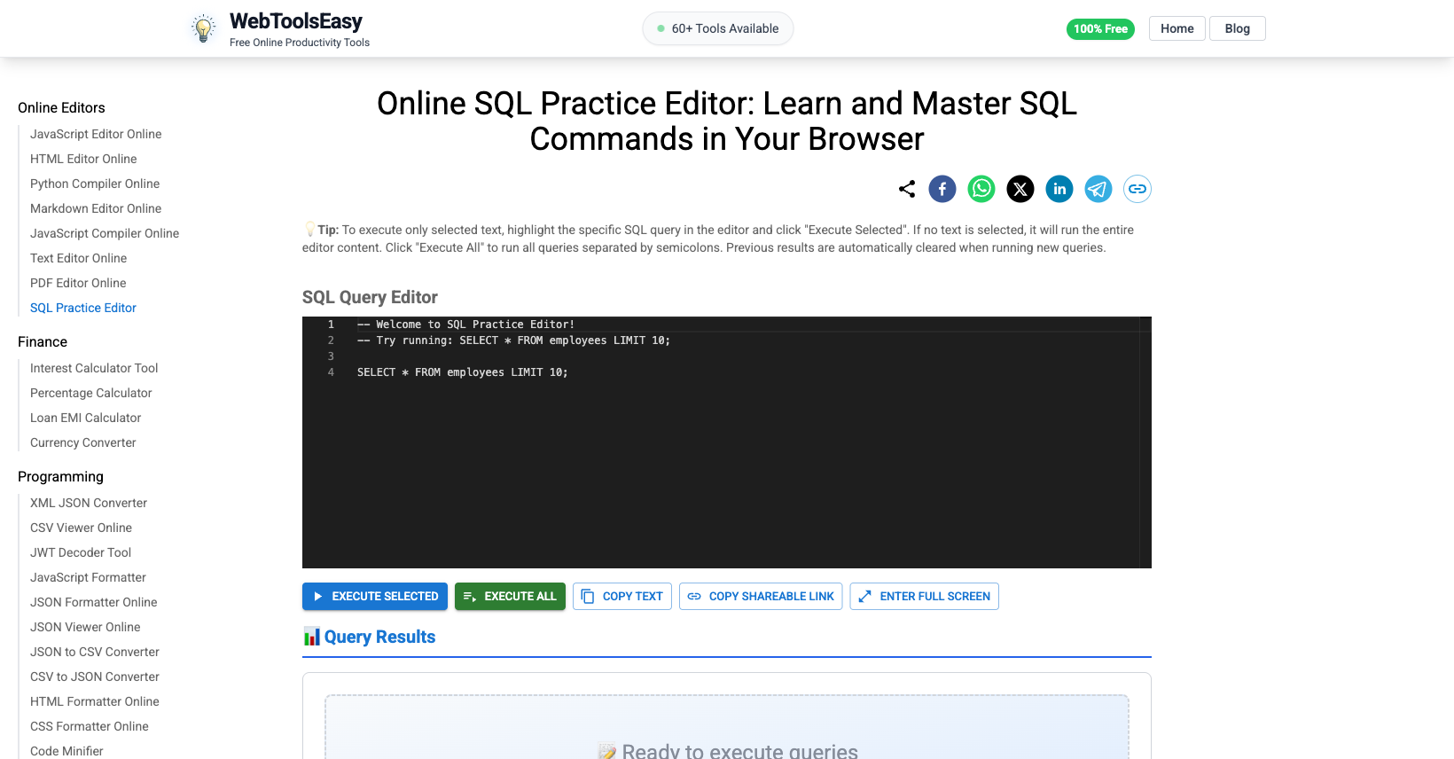 SQL Practice Editor: Learn & Practice SQL Online