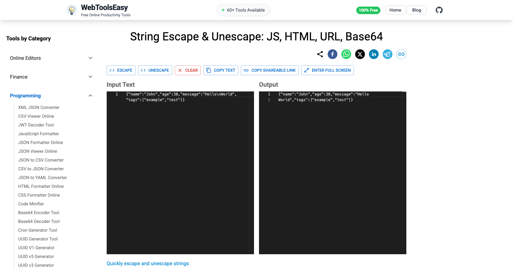String Escape & Unescape